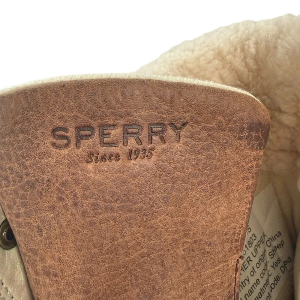 Sperry‎ Saltwater Misty Thinsulate Duck Boot 9 M Brown Navy Leather Shearling